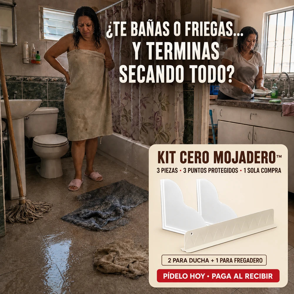 KIT CERO MOJADERO™ – 2 Barreras para Bañera + 1 Protector para Fregadero