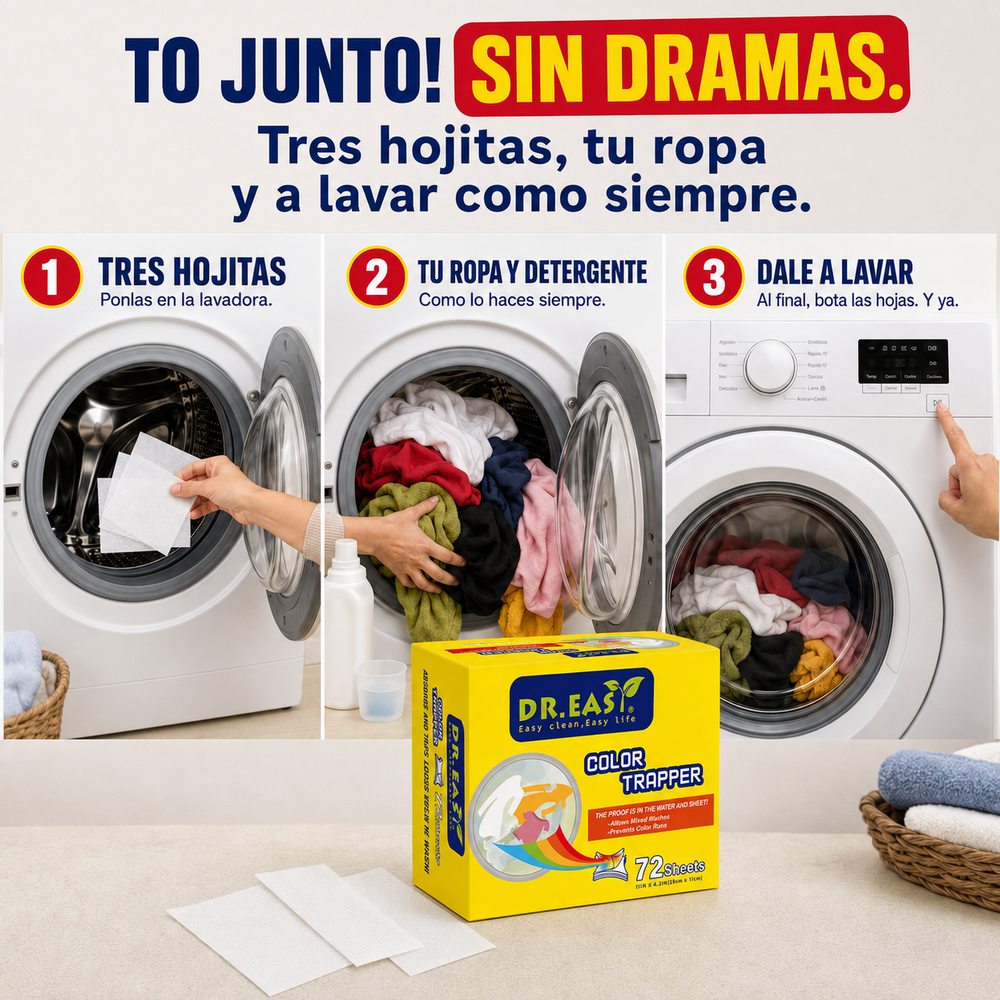¡TIRA TO JUNTO A LAVAR! — ECHA UNA HOJITA Y LAVA ROPA DE TODOS LOS COLORES JUNTA SIN MIEDO