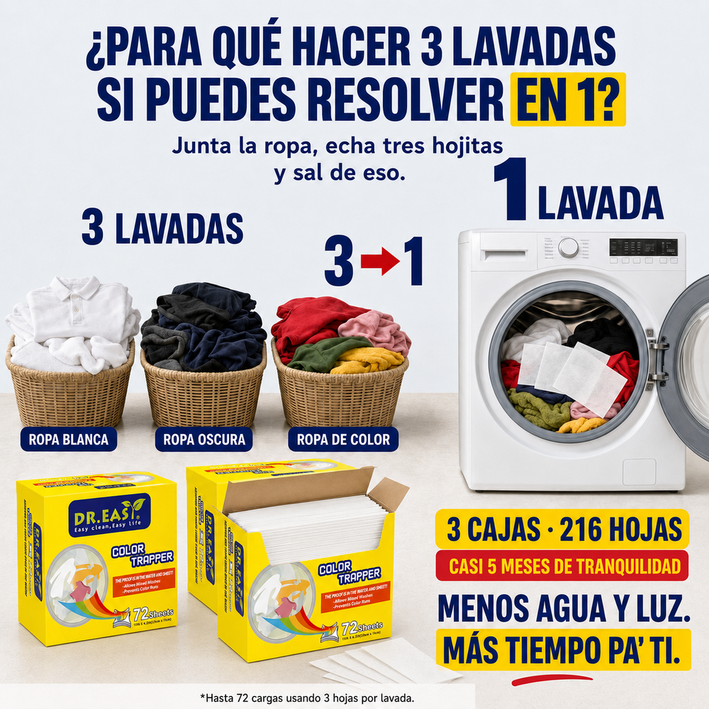 ¡TIRA TO JUNTO A LAVAR! — ECHA UNA HOJITA Y LAVA ROPA DE TODOS LOS COLORES JUNTA SIN MIEDO